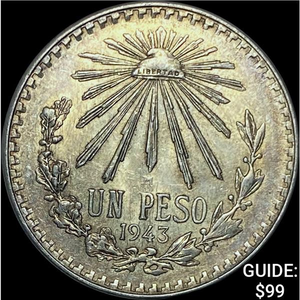 1943-M Mexico Silver Peso CHOICE AU