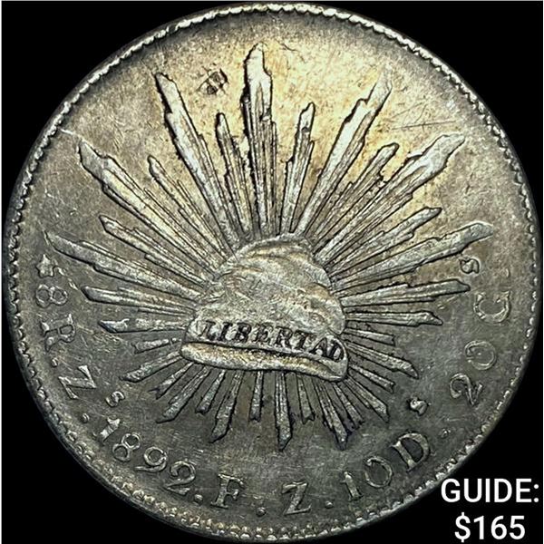 1892Zs FZ Mexico Silver 8 Reales CHOICE AU