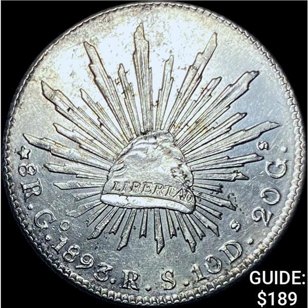 1893Go RS Mexico Silver 8 Reales CHOICE AU