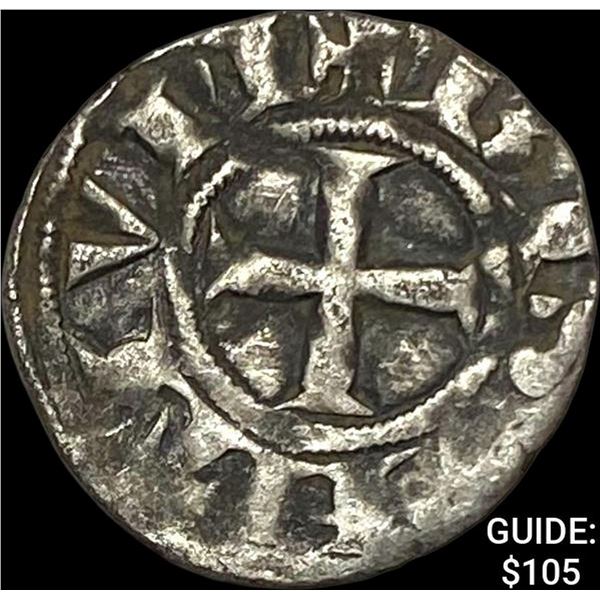 1100s-1300s French Feudal Silver Denier-Archbishops NEARLY UNCIRCULATED