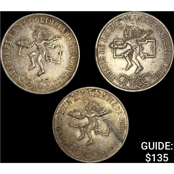 [3]1968 Mexico Silver 25 Pesos-Olympics NEARLY UNCIRCULATED