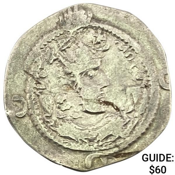 Sasanian Khusro I 531-579 AD Silver Drachm NEARLY UNCIRCULATED