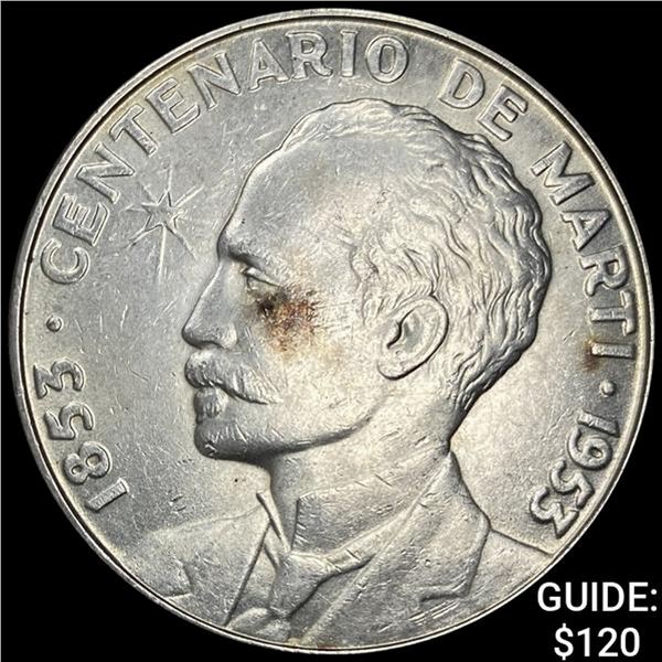 1953 Cuba Silver Peso CLOSELY UNCIRCULATED