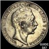 Image 1 : 1909-A Prussia Silver 3 Reichsmark CLOSELY UNCIRCULATED