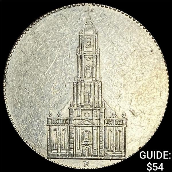 1935-A Germany Silver 5 Reichsmark CHOICE AU