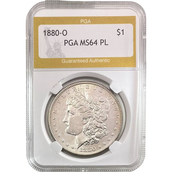 1880-O Morgan Silver Dollar PGA MS64 PL