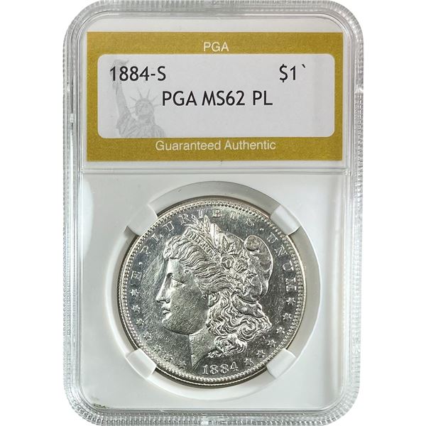 1884-S Morgan Silver Dollar PGA MS62 PL