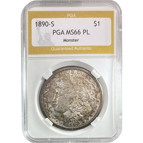 1890-S Morgan Silver Dollar PGA MS66 PL Monster