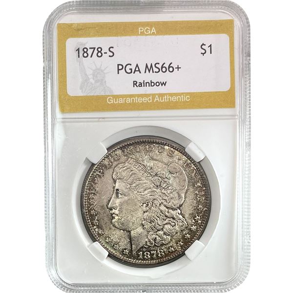 1878-S Morgan Silver Dollar PGA MS66+ Rainbow
