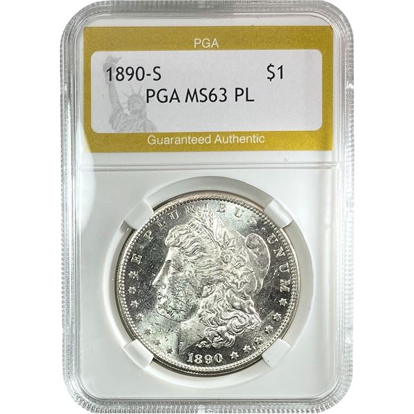 1890-S Morgan Silver Dollar PGA MS63 PL