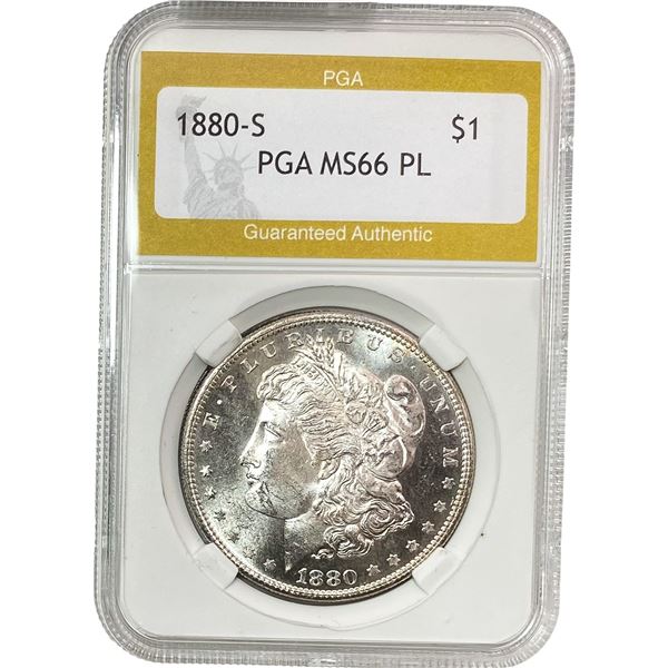 1880-S Morgan Silver Dollar PGA MS66 PL
