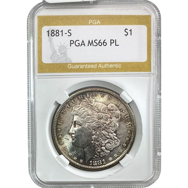 1881-S Morgan Silver Dollar PGA MS66 PL