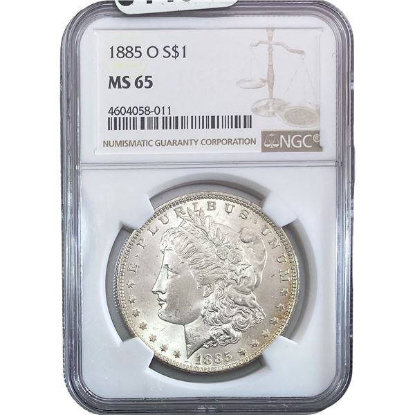 1885-O Morgan Silver Dollar NGC MS65