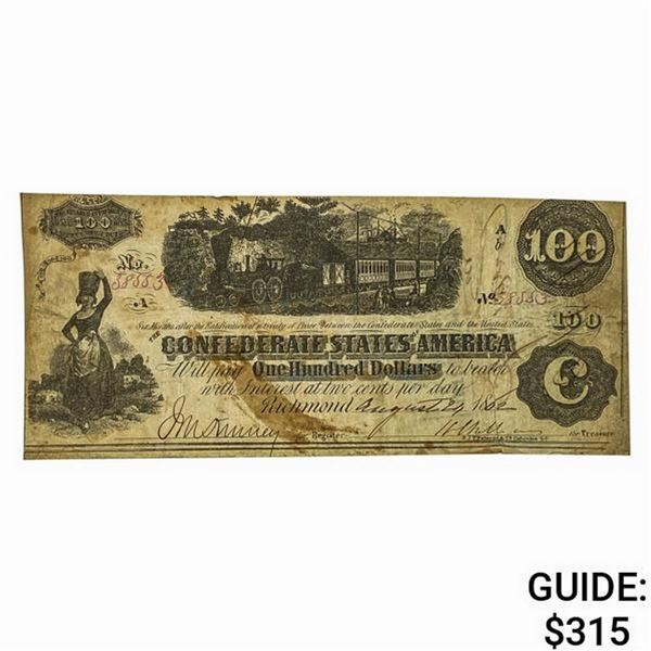 1862 $100 Confederate States of America Note