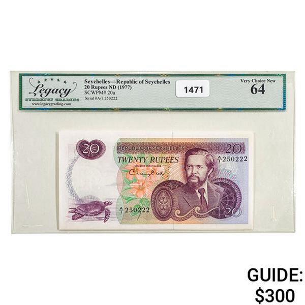 1977 Seychelles 20 Rupees ND Currency Legacy