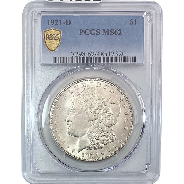 1921-D Morgan Silver Dollar PCGS MS62