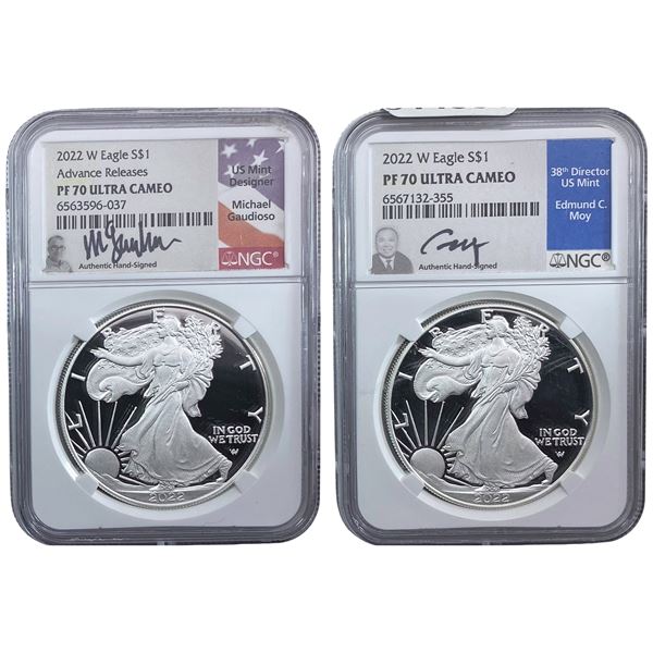 2022-W GEM PROOF Silver Eagle [2 Coins] NGC PF70 DCAM