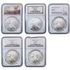 Image 1 : 1988-2017 GEM BU Silver Eagle [5 Coins] NGC MS69
