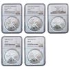 Image 1 : 1999-2011 GEM BU Silver Eagle [5 Coins] NGC MS69