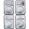 Image 1 : 2015-2023 GEM Bu Silver Eagle [4 Coins] NGC MS70