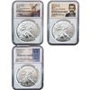 Image 1 : 2016-2021 GEM BU Silver Eagle [3 Coins] NGC MS69/70