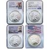Image 1 : 1991-2021 GEM BU Silver Eagle [4 Coins] NGC/PCGS MS69/70