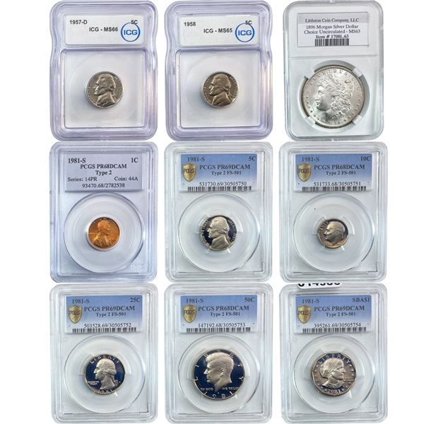 1896-1981 HIGH GRADE US Coin W/Silver [9 Coins] PCGS PF69 DCAM