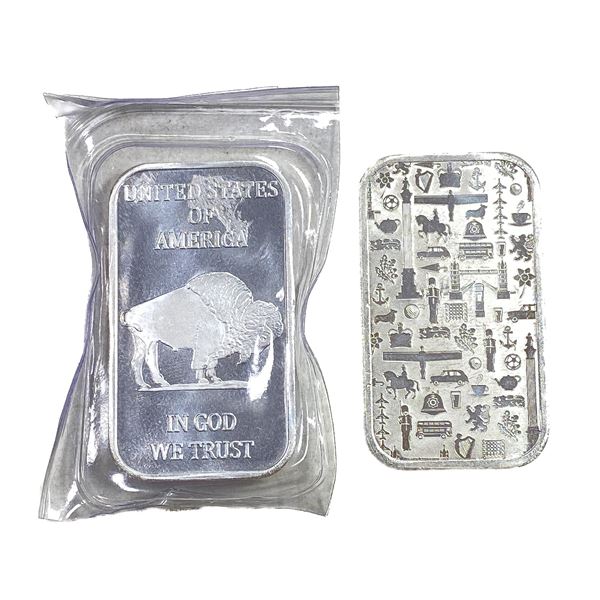 ND [2] 1oz Silver Bars Lot [2 Bars]