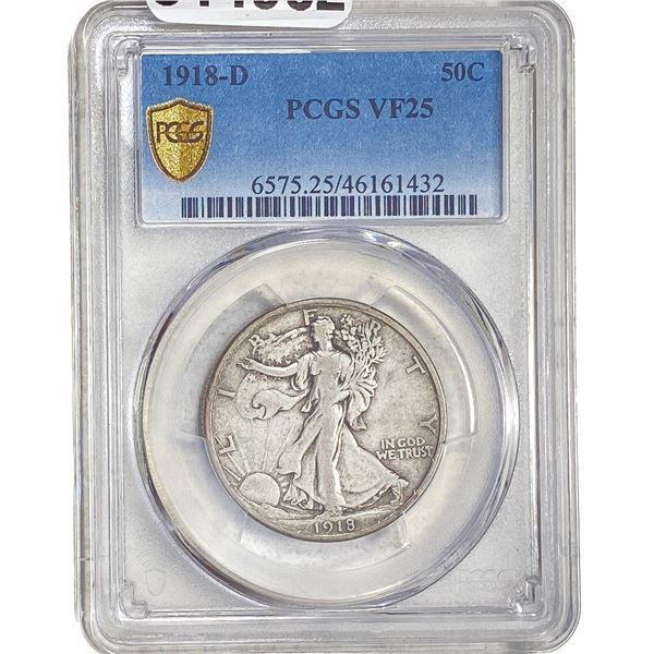 1918-D Walking Liberty Half Dollar PCGS VF25