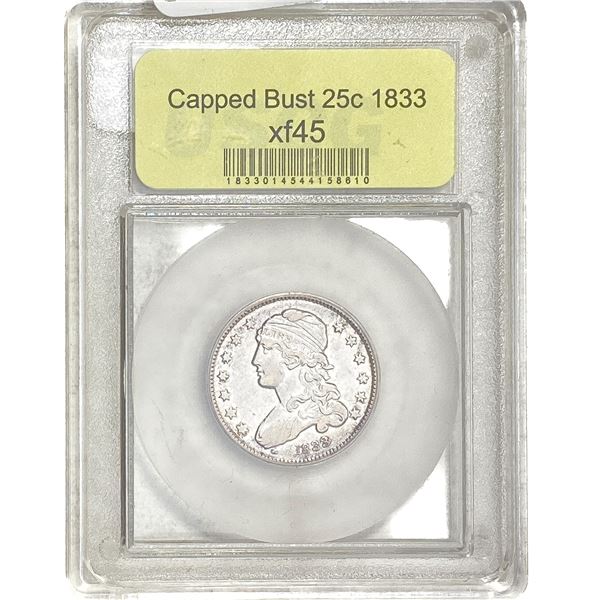 1833 Capped Bust Quarter USCG XF45