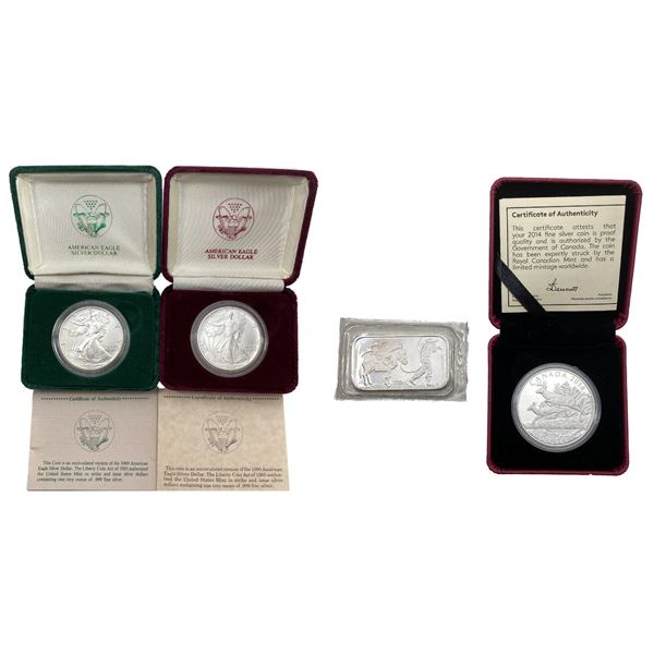 1989-2014 US and Canada Silver Coin Lot [4 Coins]