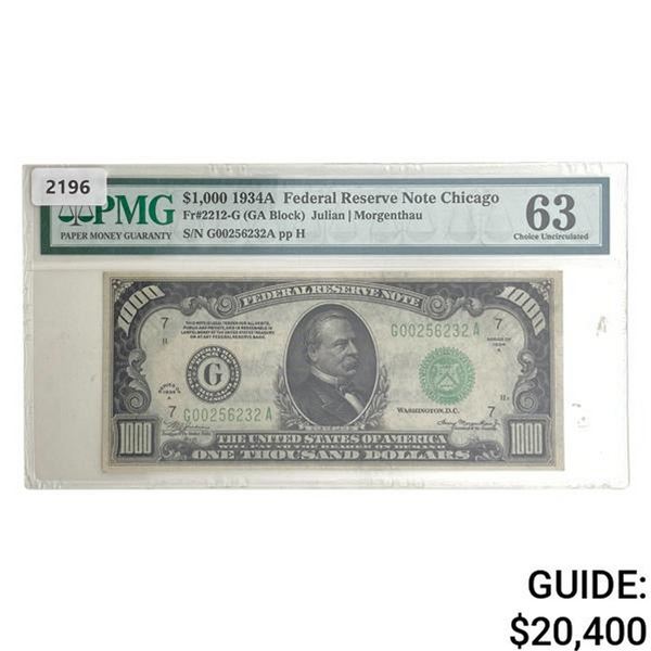 1934A $1000 Federal Reserve Note Chicago PMG 63