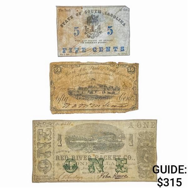 [3] 1861-1863 5C,50C,$1 Lot of U.S. Currency