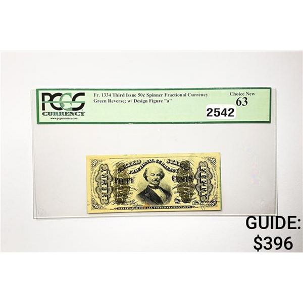 1863 50C 3rd Issue Spin. Fract. Cur. PCGS 63