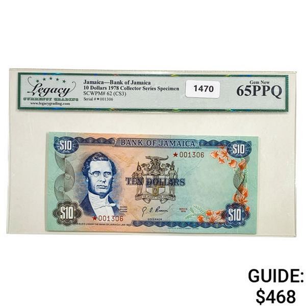 1978 Jamaica $10 Specimen Currency Legacy GEM UNC PPQ