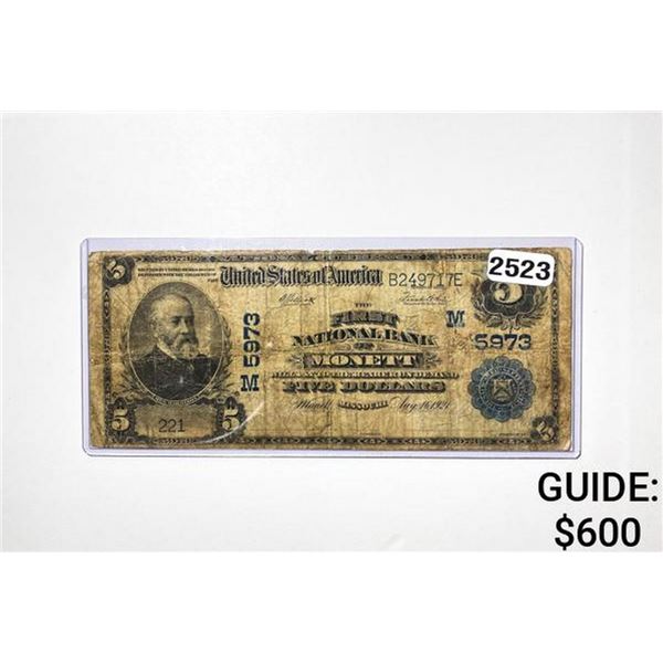 1924 $5 U.S. National Currency-Monett, MO