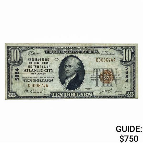 1929 $10 National Currency Atlantic City