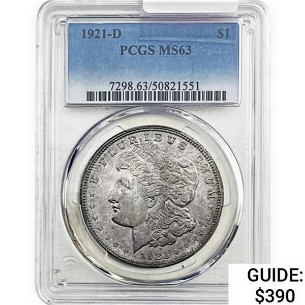 1921-D Morgan Silver Dollar PCGS MS63