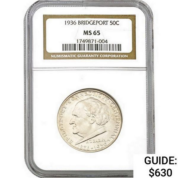 1936 Bridgeport Half Dollar NGC MS65