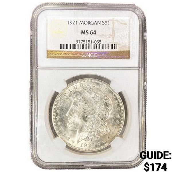1921 Morgan Silver Dollar NGC MS64