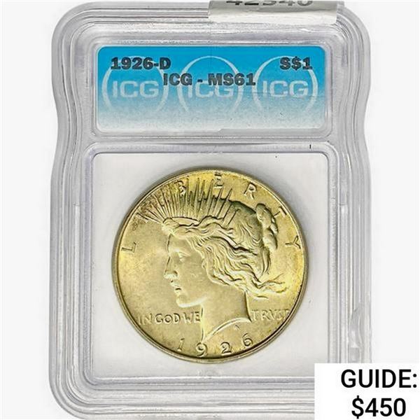 1926-D Silver Peace Dollar ICG MS61