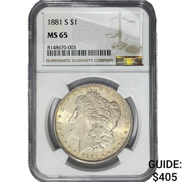 1881-S Morgan Silver Dollar NGC MS65