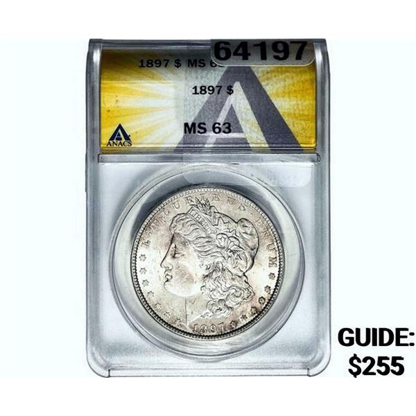 1897 Morgan Silver Dollar ANACS MS63