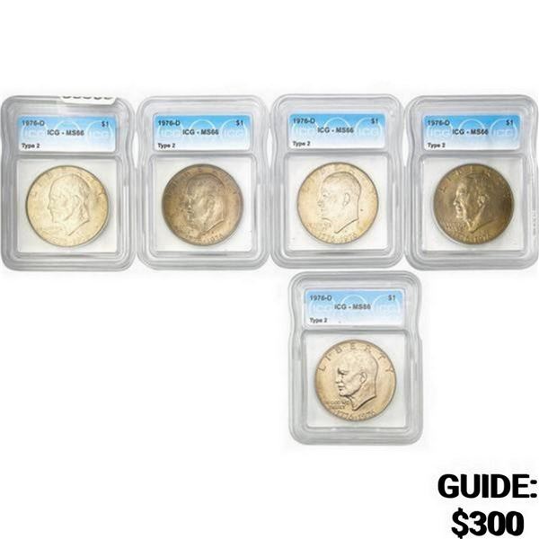 [5 Coins] 1976-D Eisenhower Dollar ICG MS66 T2