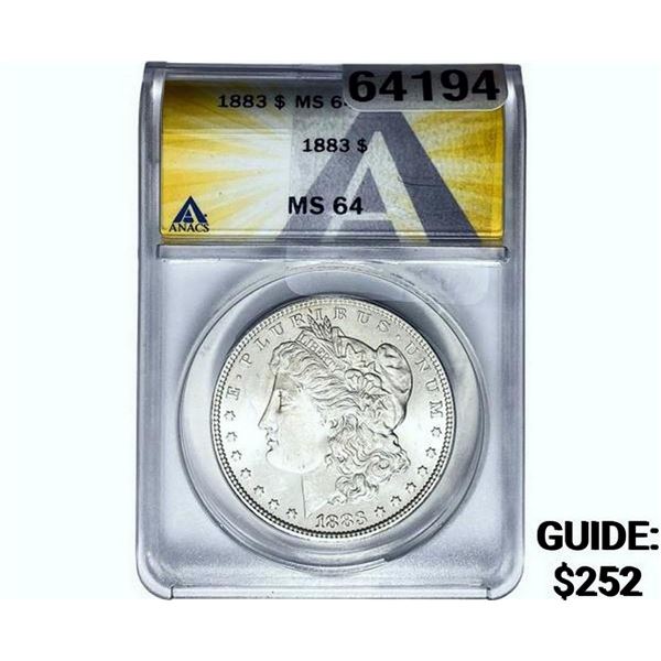 1883 Morgan Silver Dollar ANACS MS64