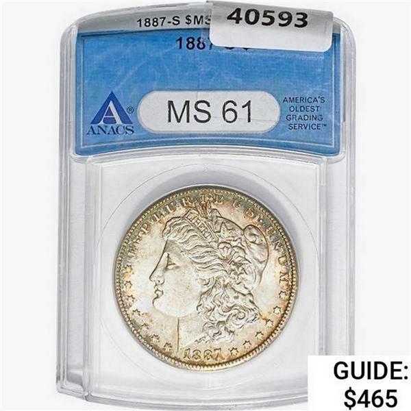 1887-S Morgan Silver Dollar ANACS MS61