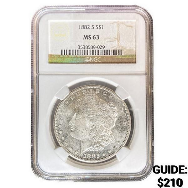 1882-S Morgan Silver Dollar NGC MS63