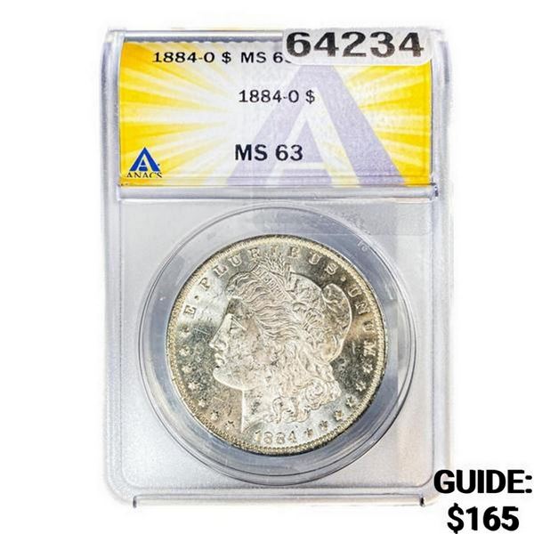 1884-O Morgan Silver Dollar ANACS MS63