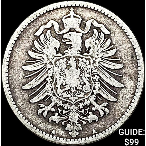 1878-A Gernany 1 Silver Reichsmark NEARLY UNCIRCULATED