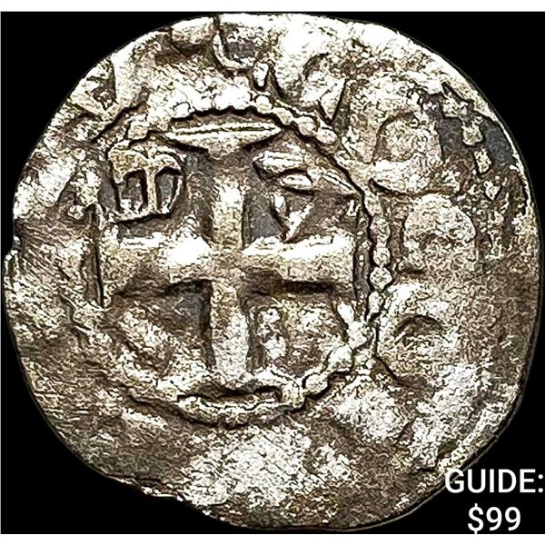 1100s France Crusades Anjou Silver Denier NEARLY UNCIRCULATED